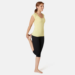 T-shirt Sport Pilates Gym Douce Femme 500 Slim Jaune