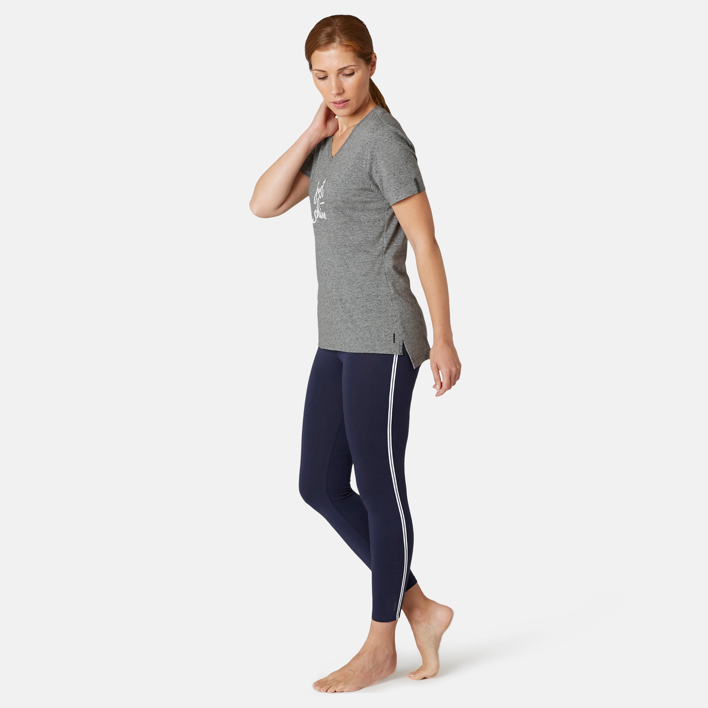 Women's Pilates & Gentle Gym Sport T-Shirt 510 - Grey Print 3/7