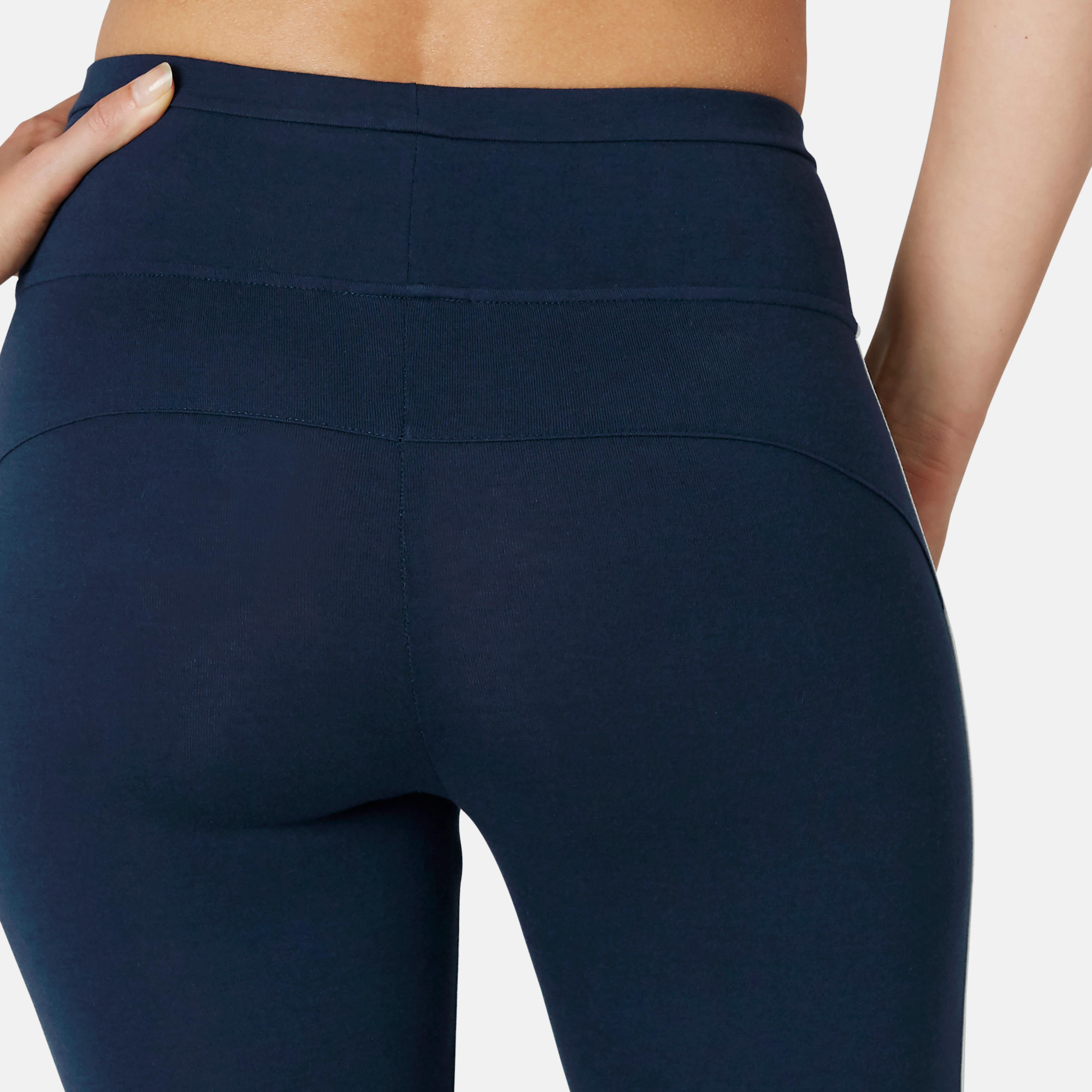 Stretchy Cotton Fitness Cropped Bottoms - Navy 5/8