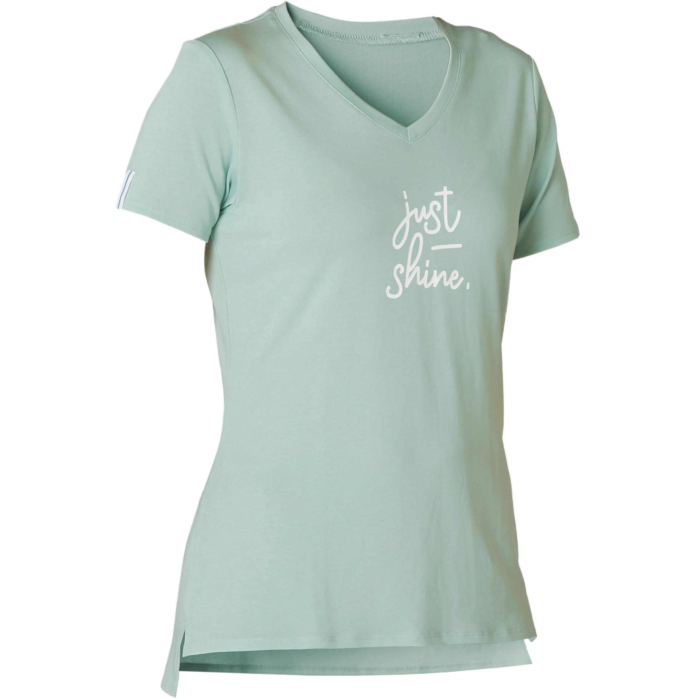 T shirt Sport Pilates Gym Douce Femme 510 Vert Imprim Decathlon