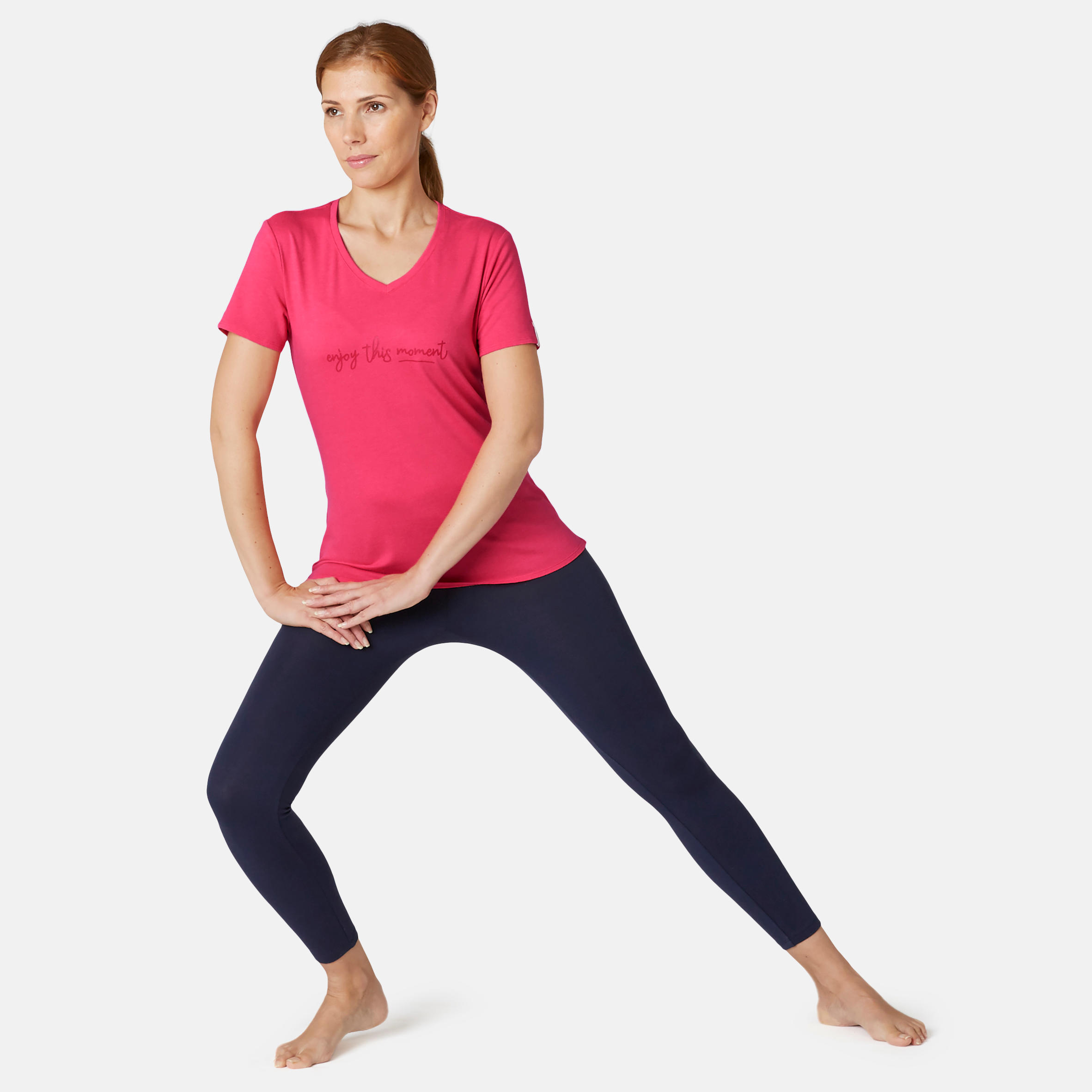 Women's Pilates & Gentle Gym Sport T-Shirt 510 - Pink Print 3/7