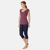 Women's Pilates & Gentle Gym Slim-Fit T-Shirt 500 - Purple