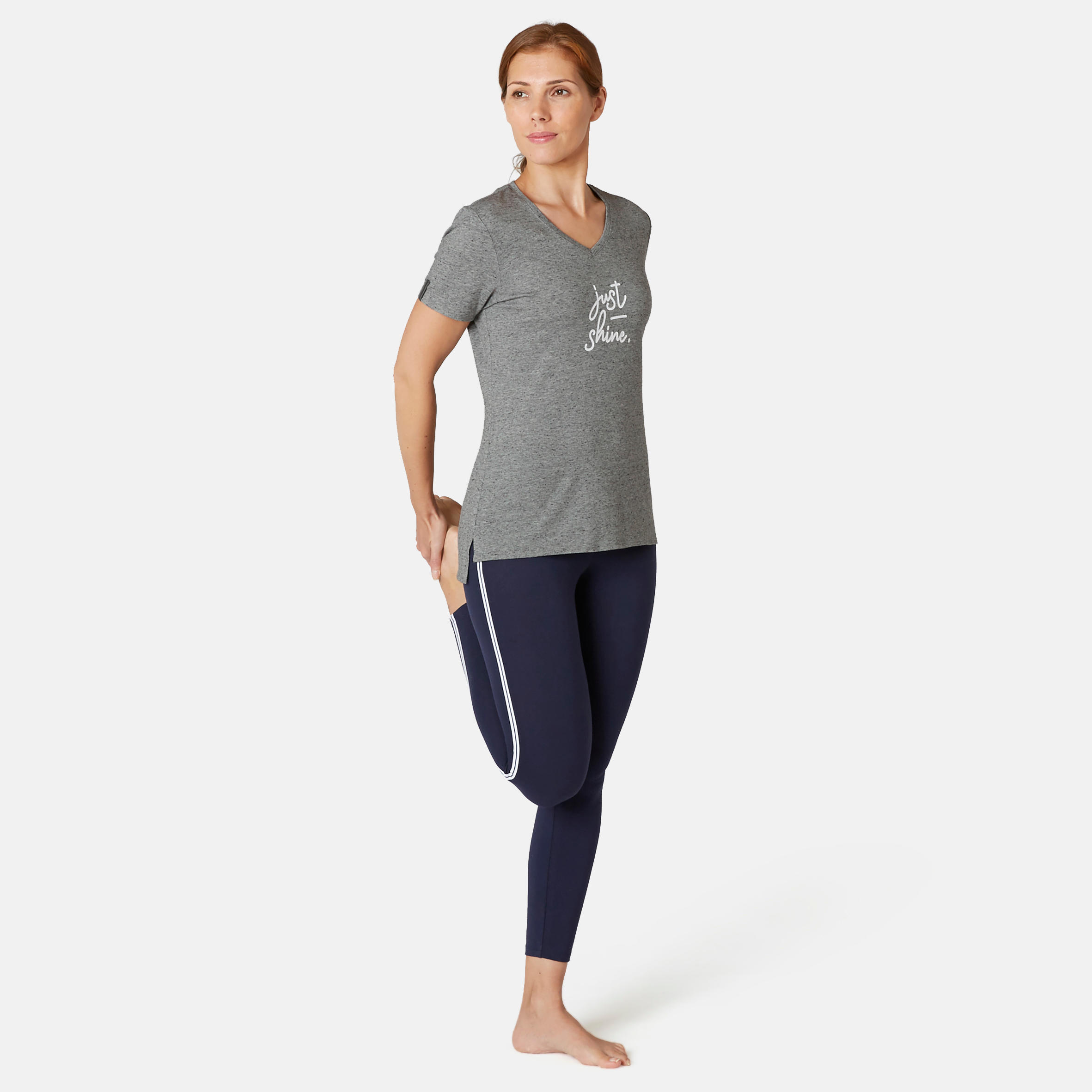 Women's Pilates & Gentle Gym Sport T-Shirt 510 - Grey Print 4/7
