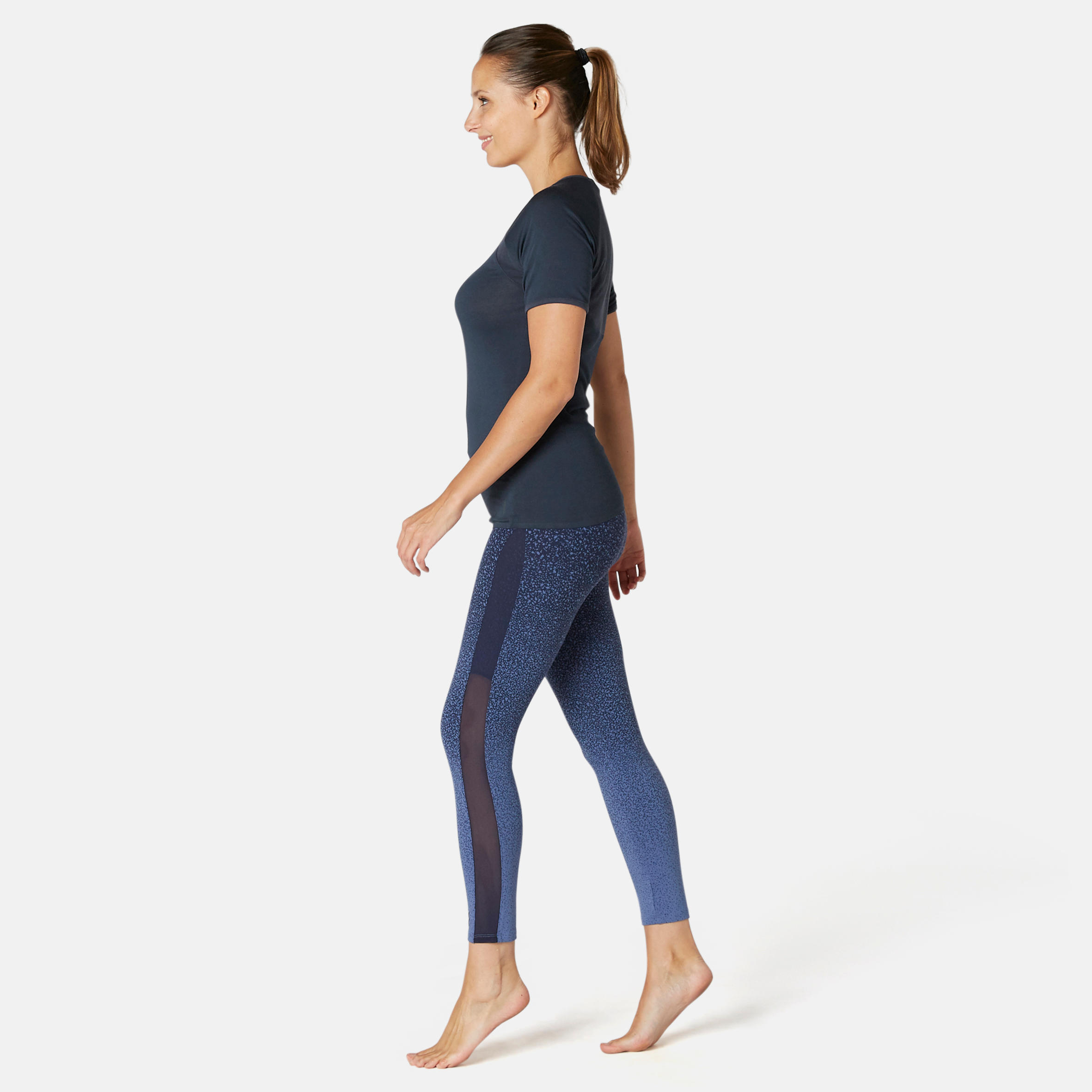 Women's Pilates & Gentle Gym T-Shirt 530 - Navy Blue 2/8