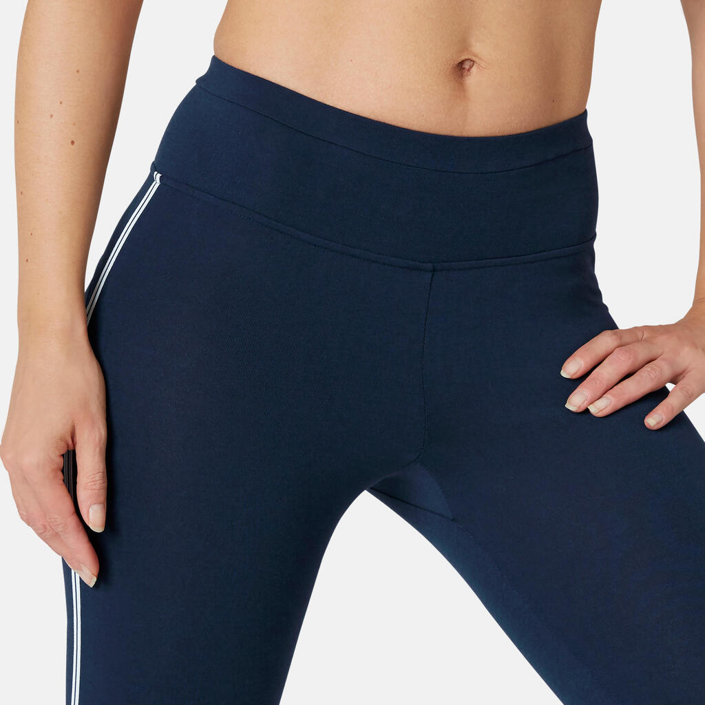 Stretchy Cotton Fitness Cropped Bottoms - Navy