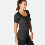 Nyamba Dames T-shirt voor pilates en lichte gym 530 grijs/print