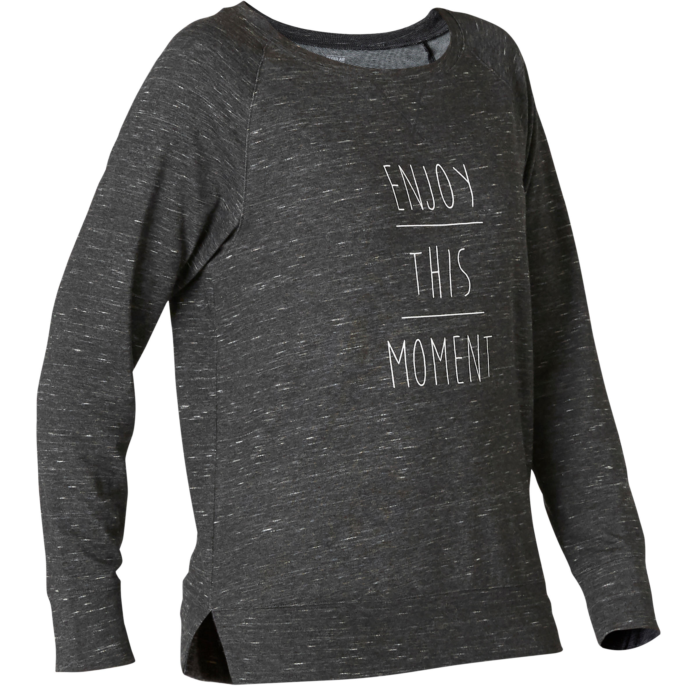 

Women's Gym T-Shirt Stretch Regular Fit Long Sleeved 500 - Grey Print -  By NYAMBA | Decathlon