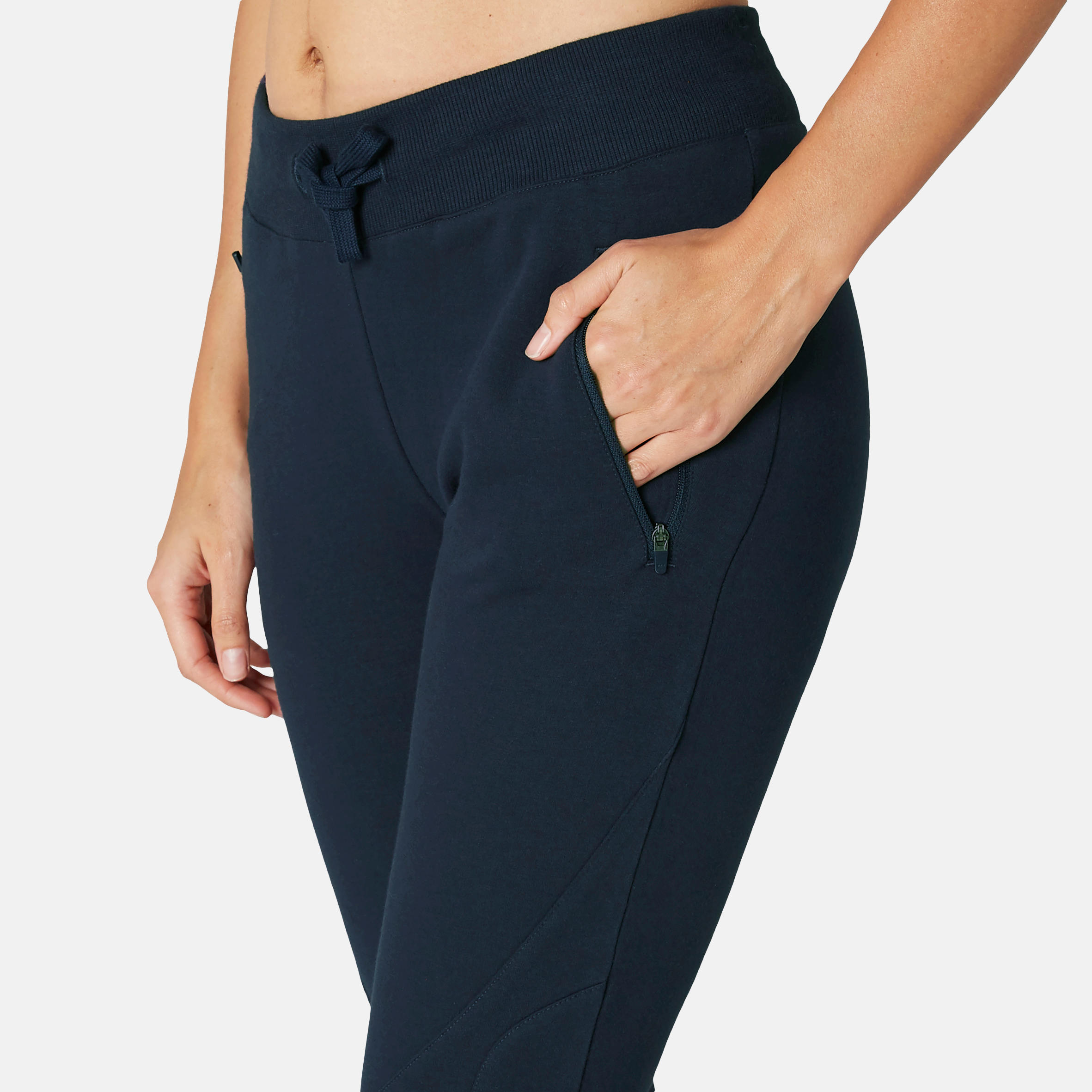 Pantalón de fitness de corte slim azul marino para mujer 520 3/5