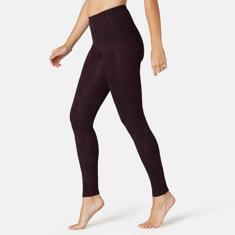 Legging fitness long coton extensible femme - Fit+ Violet imprimé