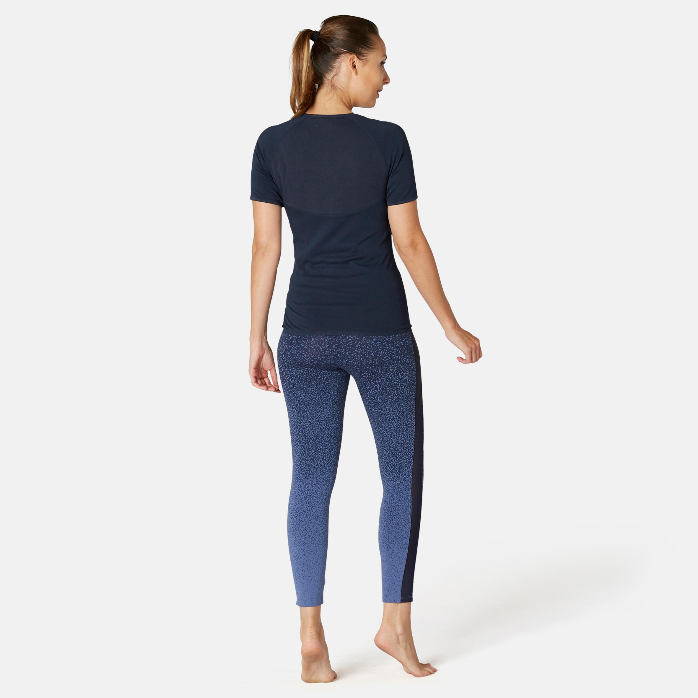 Women's Pilates & Gentle Gym T-Shirt 530 - Navy Blue 4/8