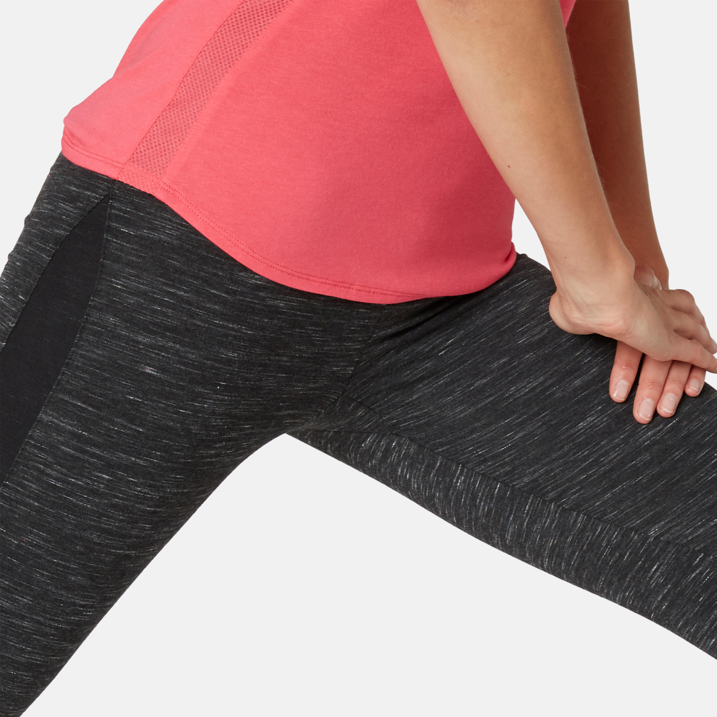 Women's Pilates & Gentle Gym Slim-Fit 7/8 Leggings 520 - Mottled Black 7/8