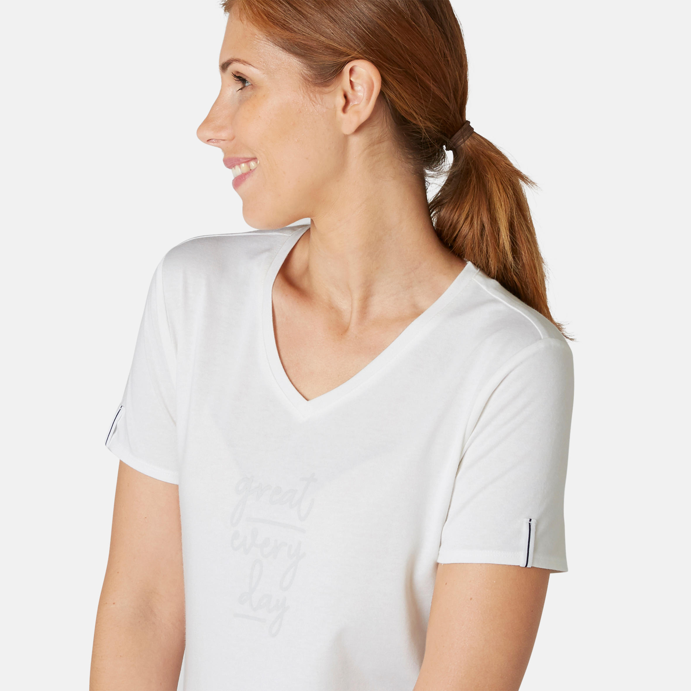 Women's Pilates & Gentle Gym Sport T-Shirt 510 - White Print 5/6