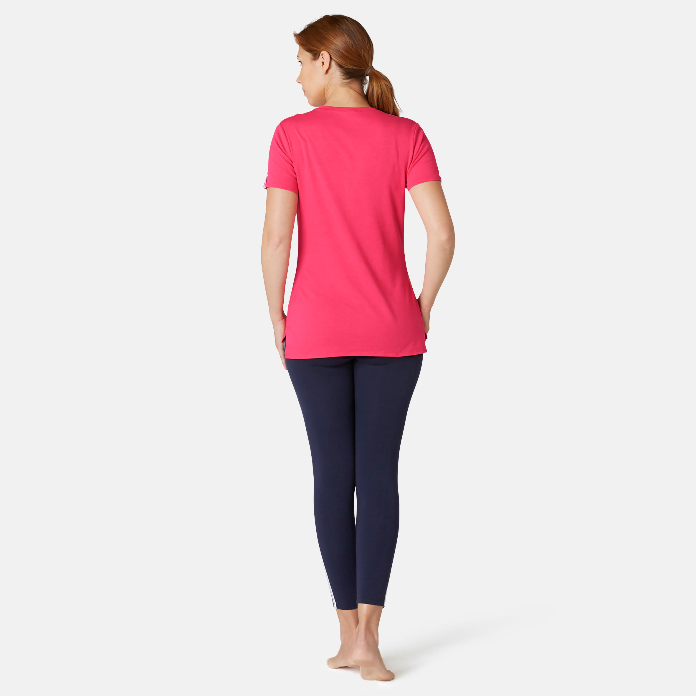 Women's Pilates & Gentle Gym Sport T-Shirt 510 - Pink Print 4/7