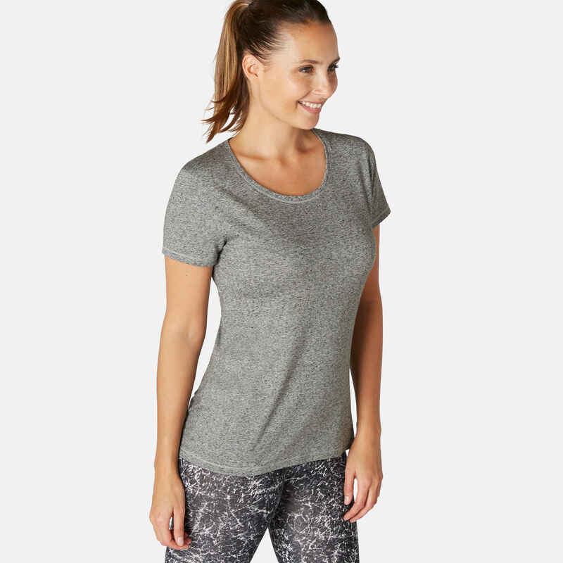 Women's Regular-Fit Fitness T-Shirt 500 - Grey