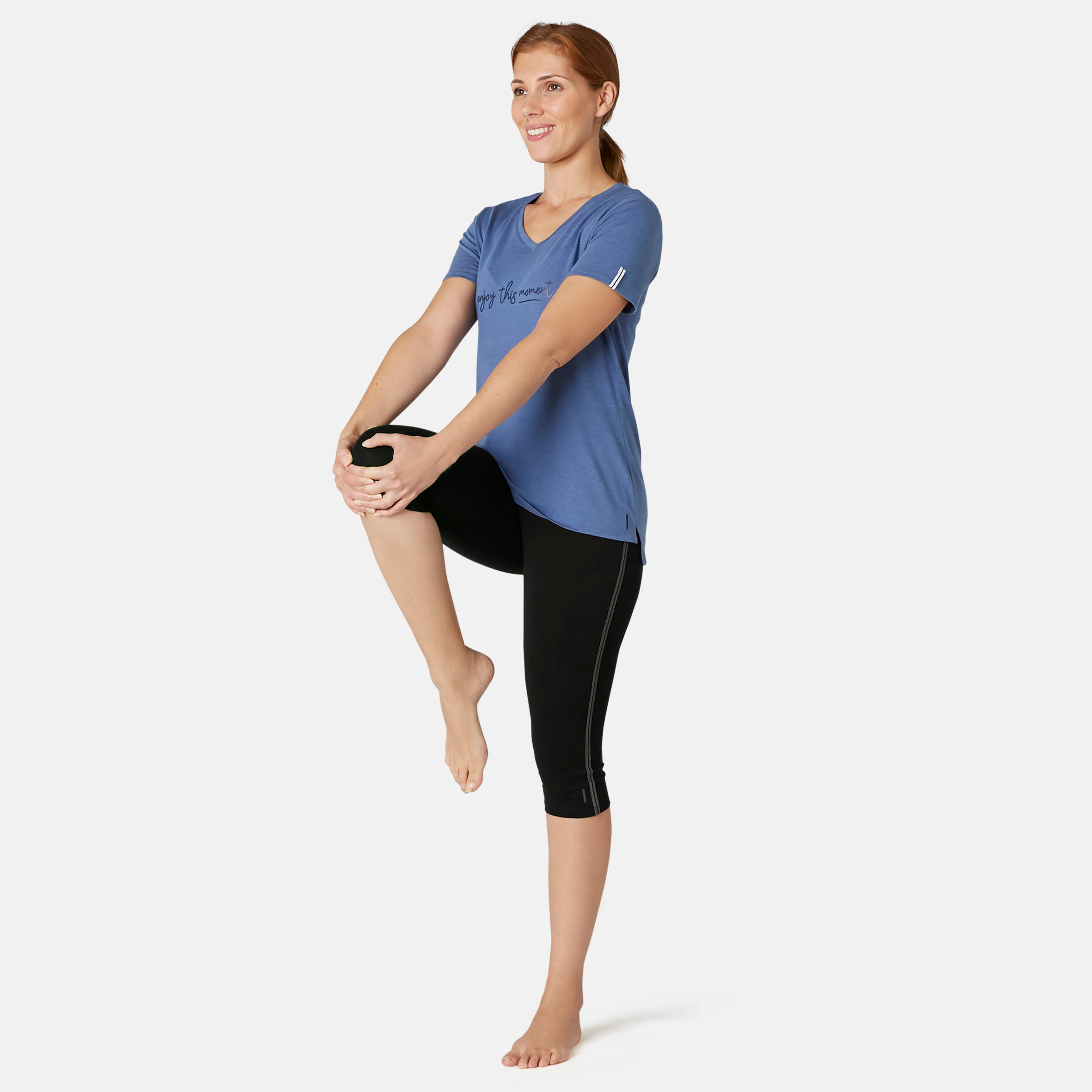 Stretchy Cotton Fitness Cropped Bottoms - Black 3/8