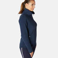 High-Neck Zippered Fitness Sweatshirt - Navy Blue