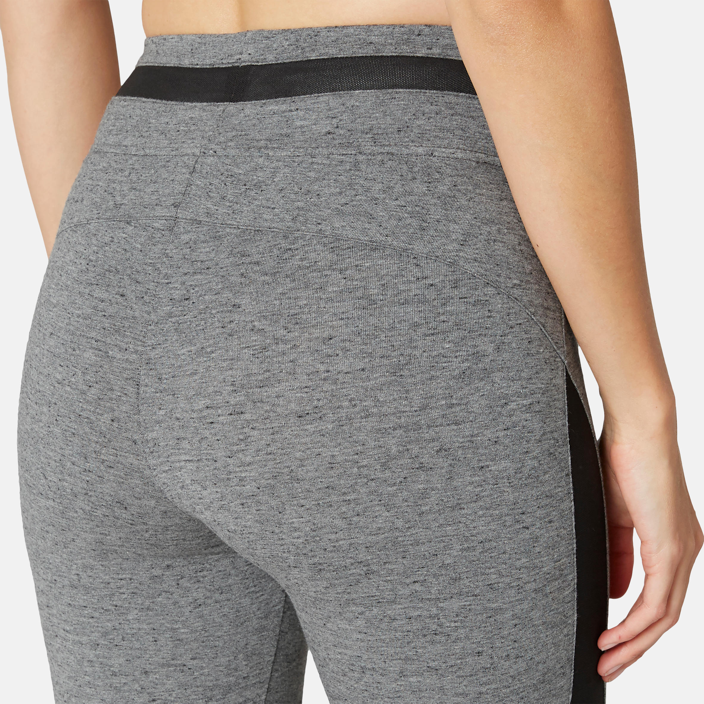 Women's Slim-Fit Cotton Fitness Cycling Shorts 520 Without Pockets - Grey 6/9