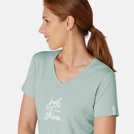 Women's Pilates & Gentle Gym Sport T-Shirt 510 - Green Print