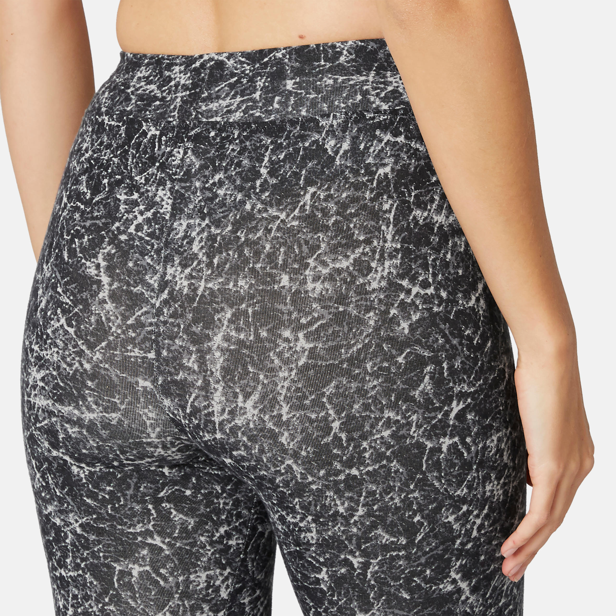 Women's stretch cotton sports leggings, grey and white 6/8