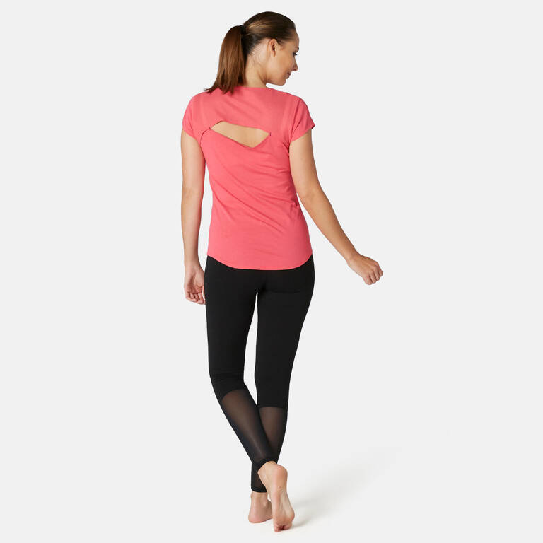 Legging Olahraga Pilates & Senam Ringan Slim-Fit Wanita 520 - Hitam