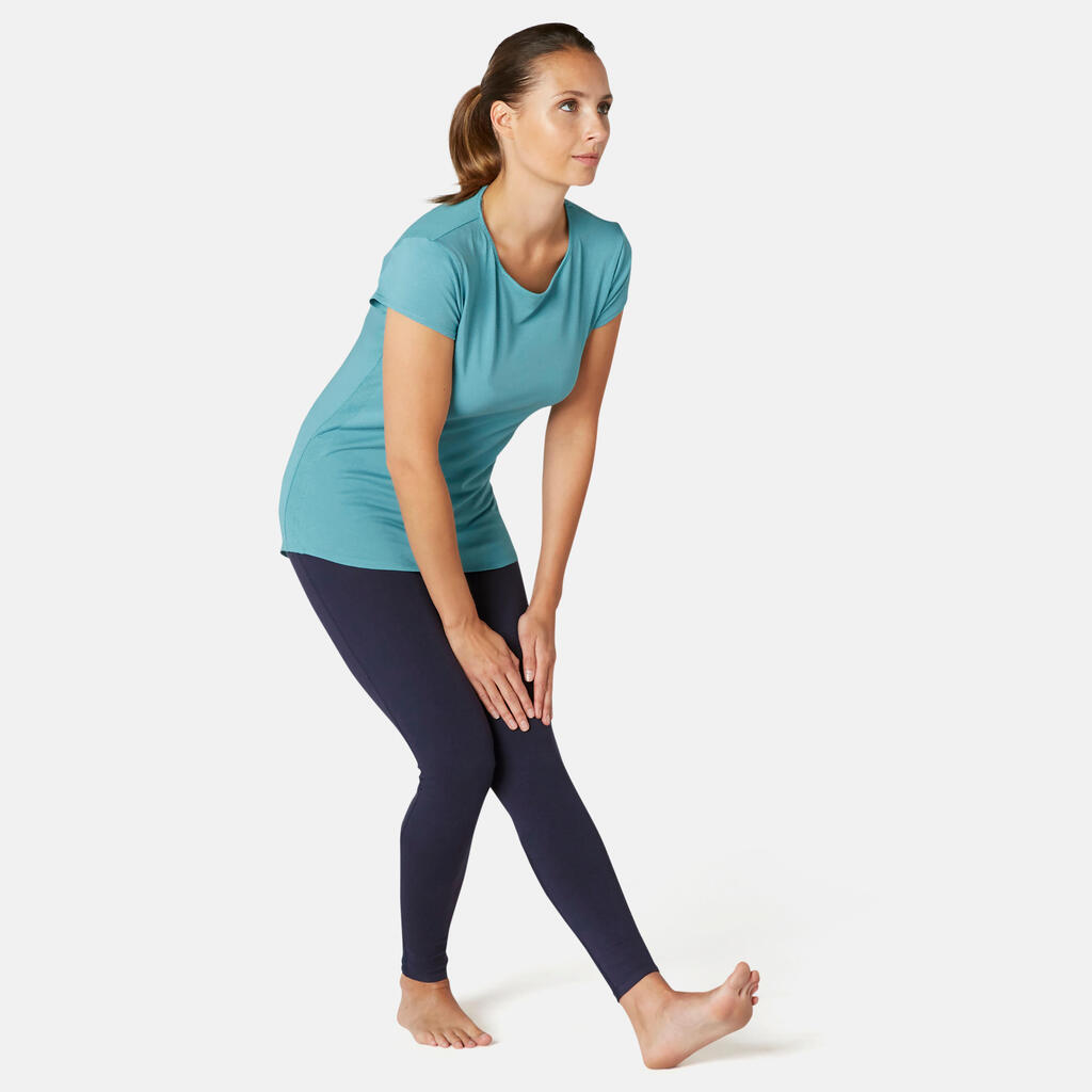 Legging Coton Extensible Fitness Taille Haute avec Mesh Vert