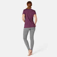 Women's Regular-Fit Pilates & Gentle Gym Sport T-Shirt 500 - Purple Print