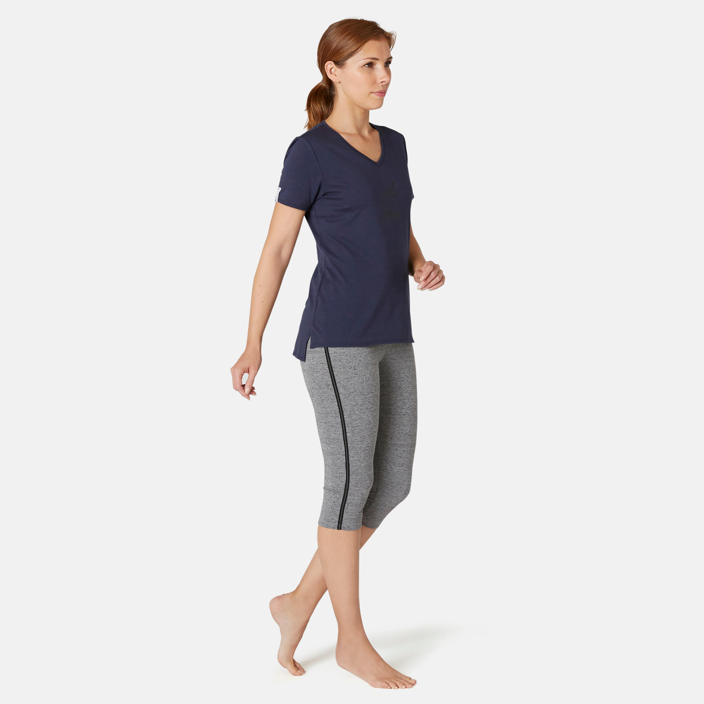 Stretchy Cotton Fitness Cropped Bottoms - Grey 2/8