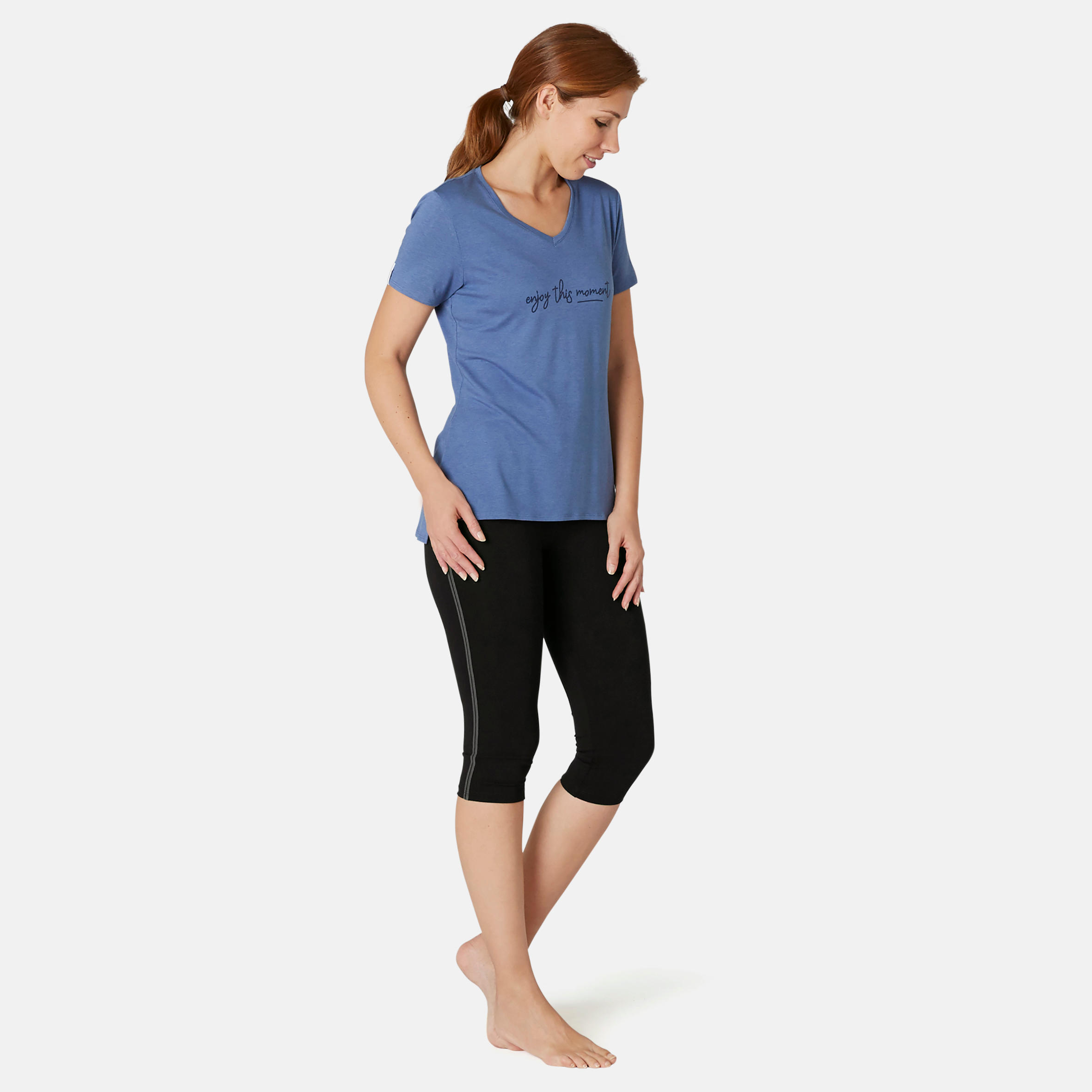 Stretchy Cotton Fitness Cropped Bottoms - Black 2/8