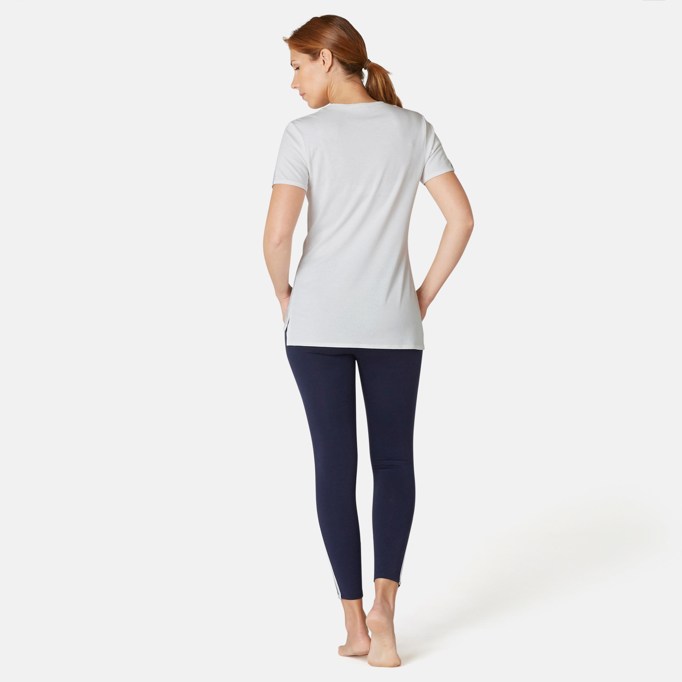 Women's Pilates & Gentle Gym Sport T-Shirt 510 - White Print 4/6
