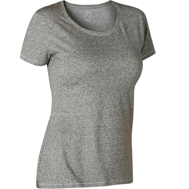 Women's Gym T-Shirt Regular Fit 500 - Grey Print