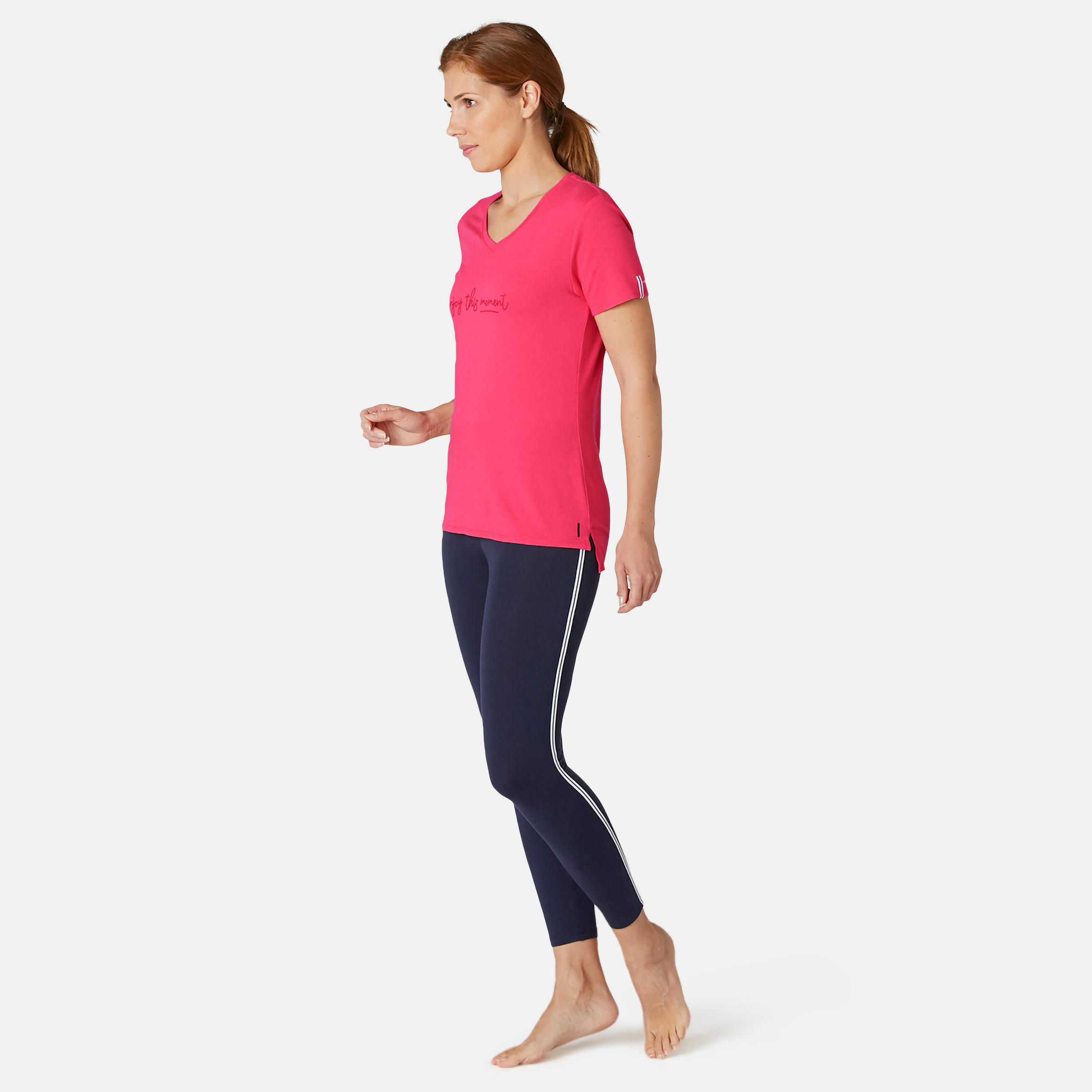 Women's Pilates & Gentle Gym Sport T-Shirt 510 - Pink Print 2/7