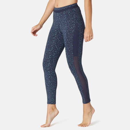 Women's Slim-Fit Pilates & Gentle Gym Sport 7/8 Leggings 520 - Blue -  Decathlon