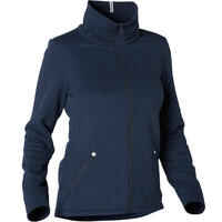 High-Neck Zippered Fitness Sweatshirt - Navy Blue