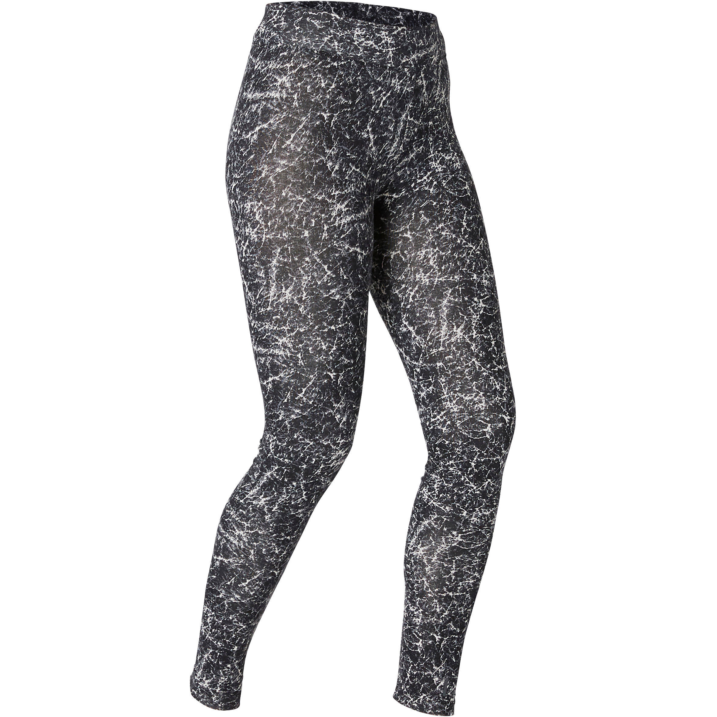 Women's Cotton Gym Legging 500 - Black Print