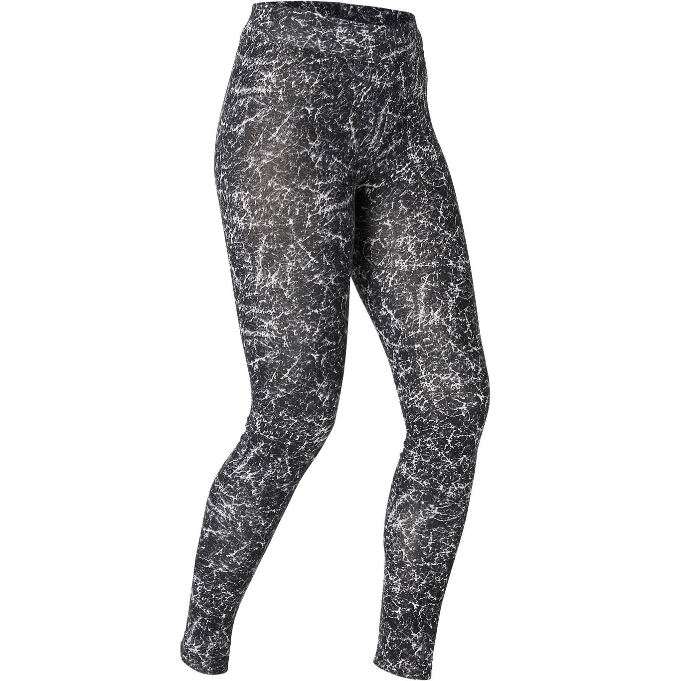 Women's Slim-Fit Fitness Leggings Fit+ 500 - Black/White Print