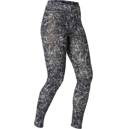 Legging fitness long coton extensible femme - Fit+ Noir avec imprimé