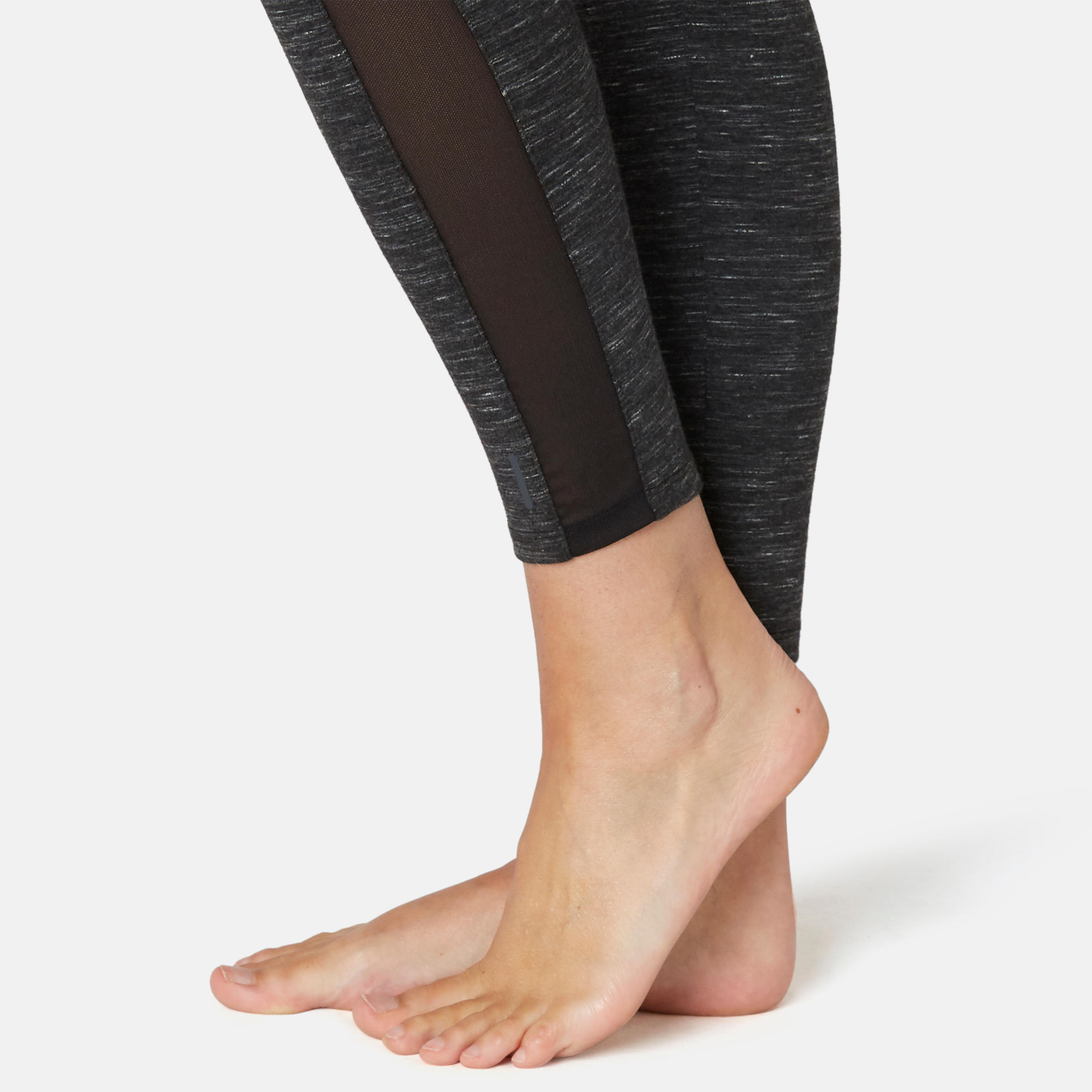 Women's Pilates & Gentle Gym Slim-Fit 7/8 Leggings 520 - Mottled Black 6/8