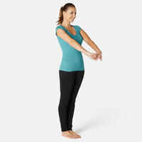Women's Gentle Gym & Pilates Slim-Fit T-Shirt 500 - Azure