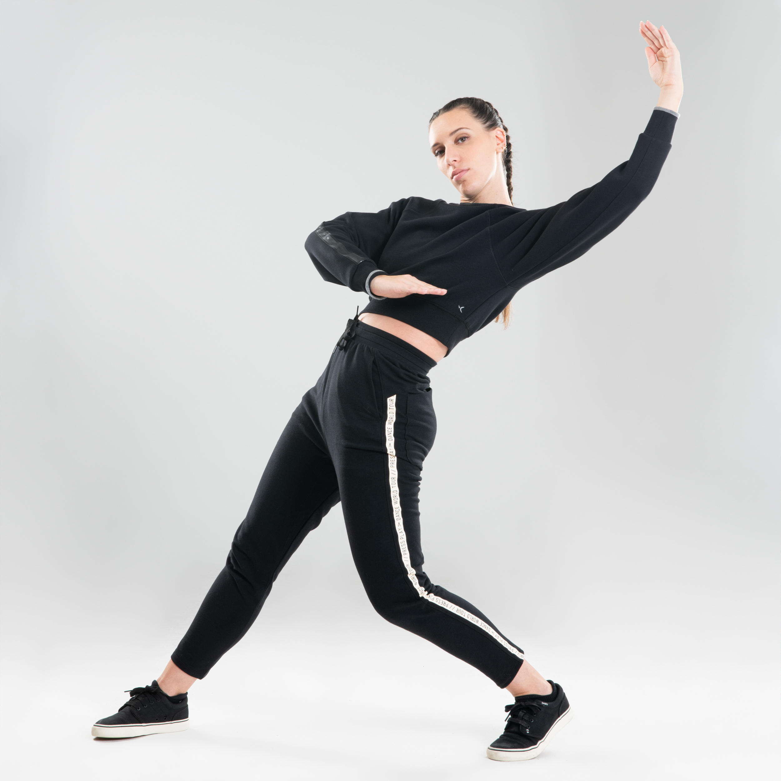 Women's Urban Dance Tapered Bottoms - Black/White Stripes 5/12