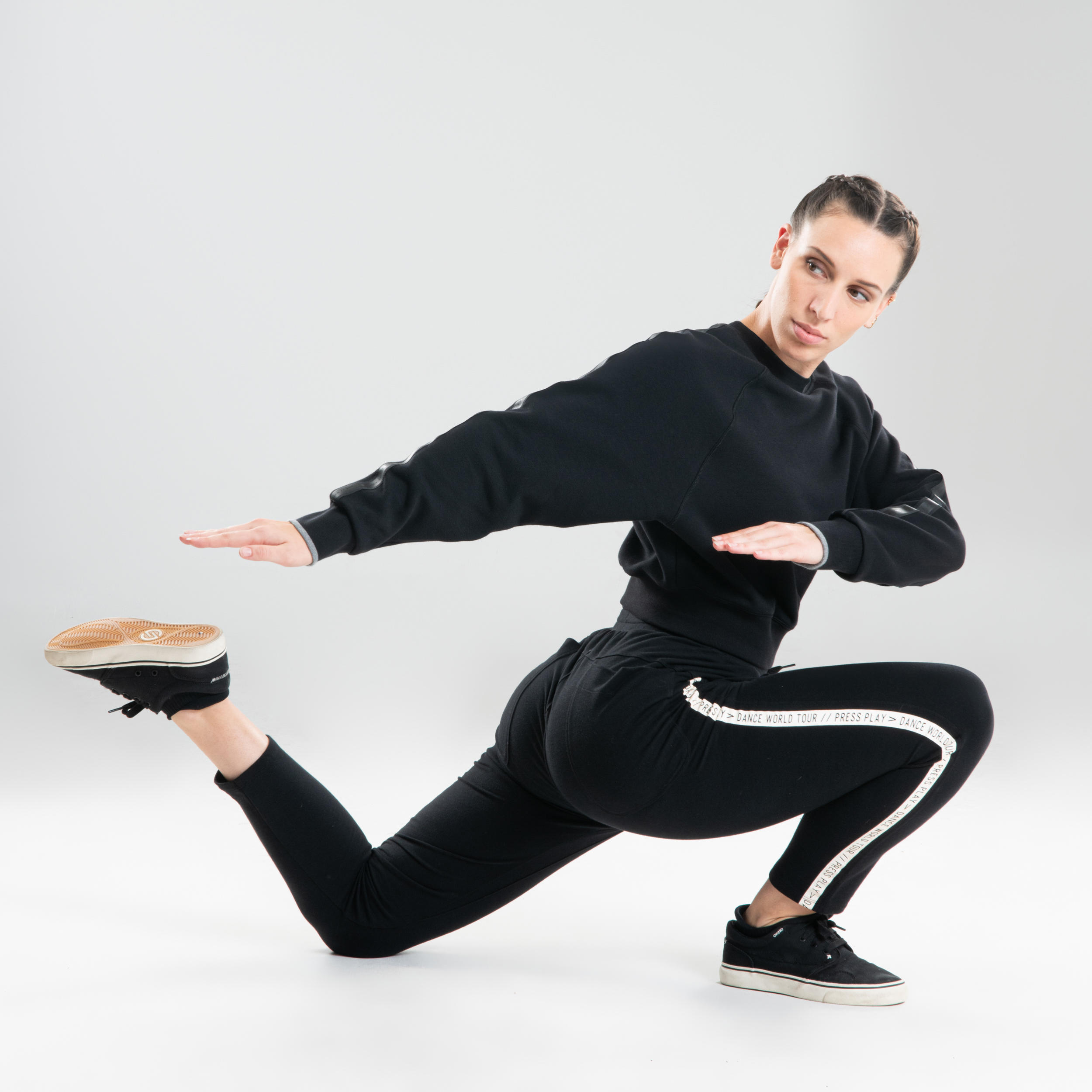Women's Urban Dance Tapered Bottoms - Black/White Stripes 3/12