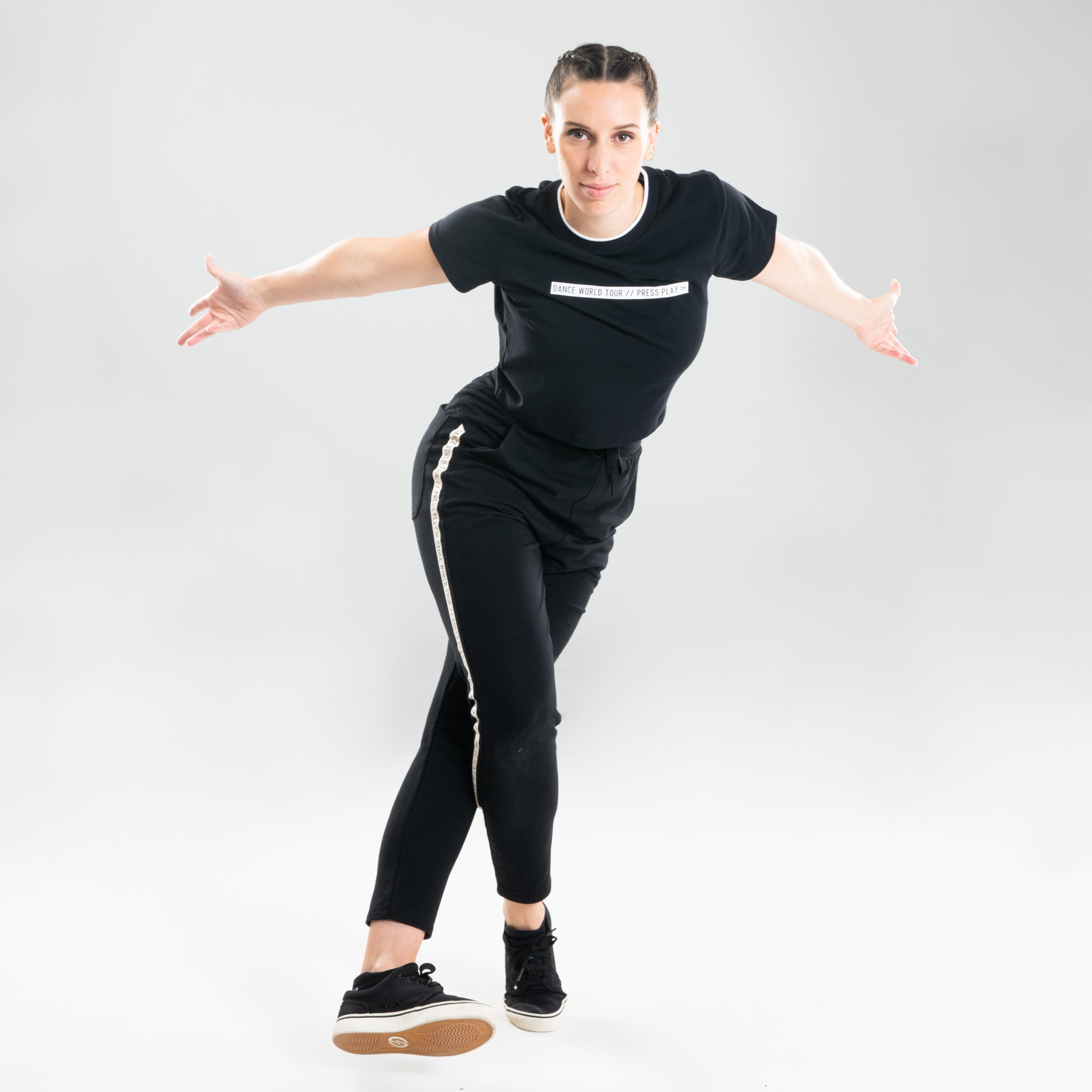 Women's Urban Dance Tapered Bottoms - Black/White Stripes 2/12