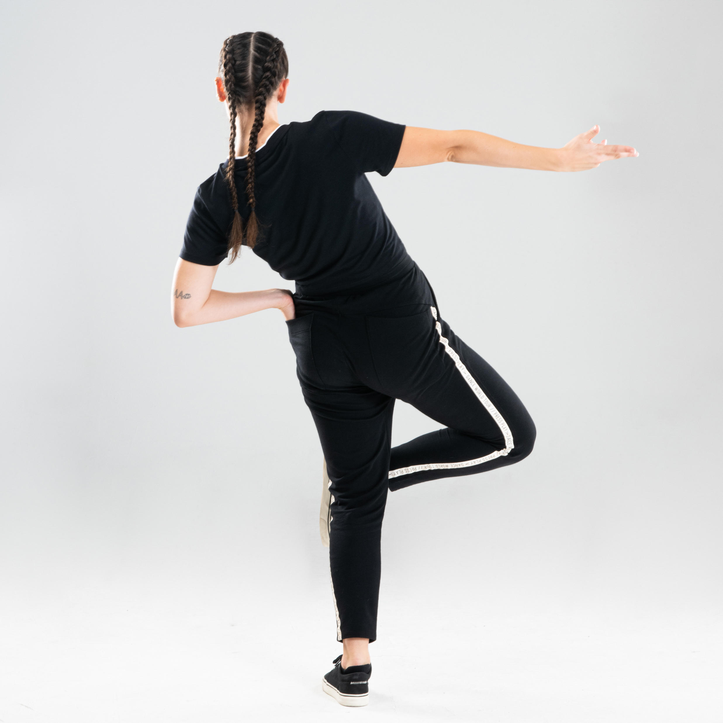 Women's Urban Dance Tapered Bottoms - Black/White Stripes 4/12