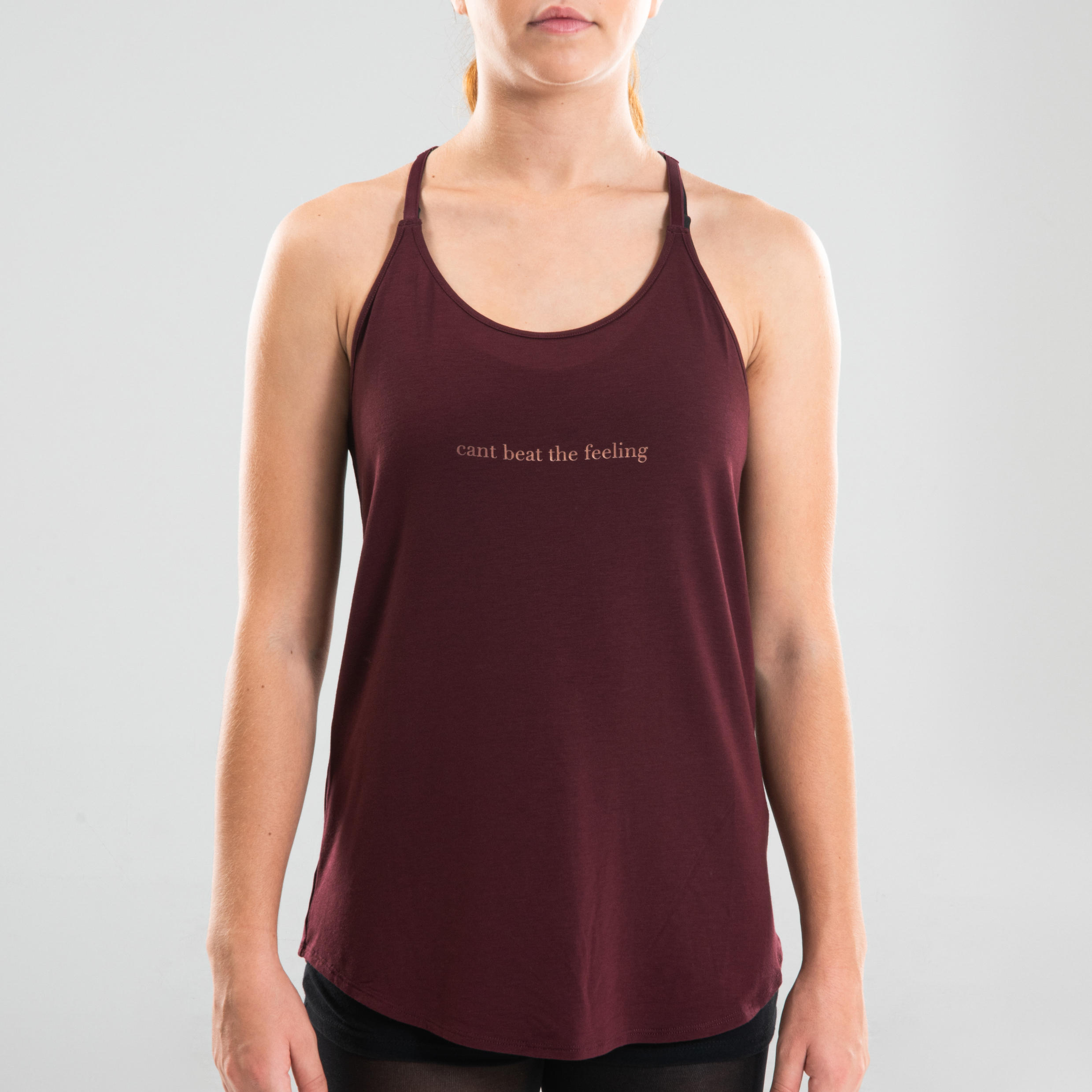 Women's Loose Modern Dance Tank Top - Burgundy 6/14