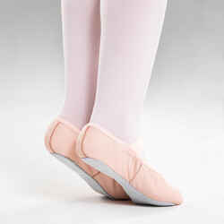 Δερμάτινες μισές πουέντ με πλήρη σόλα για αρχάριες χορεύτριες μπαλέτου - Ροζ