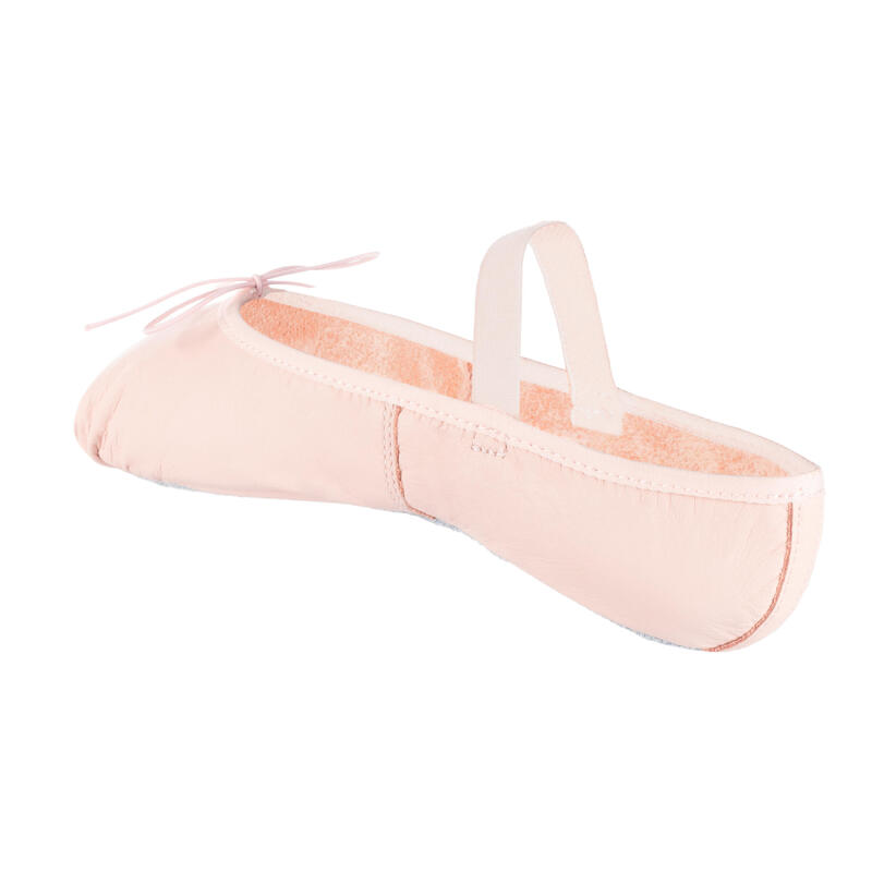 Ballettschuhe Kinder durchgehende Sohle Leder - rosa 