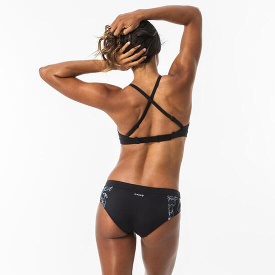 Top Bikini Deportivo Halter Surf Mujer Olaian Elise Estampado Negro