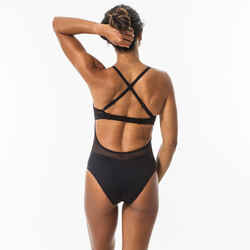 Women's 1-piece surf swimsuit with adjustable double flat ELISE BLACK