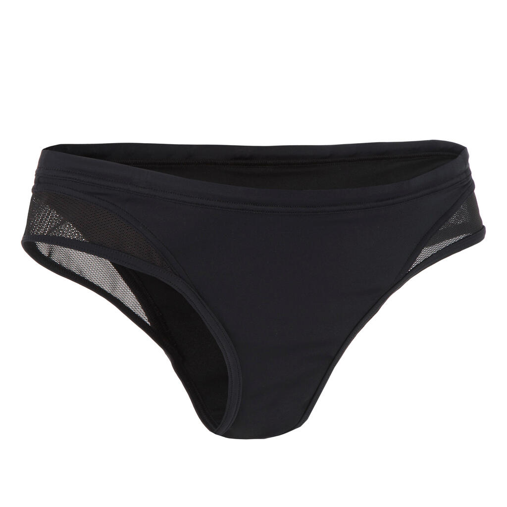 Bikini-Hose Savana Surfen Mesh-Einsätze Kordelzug Damen schwarz