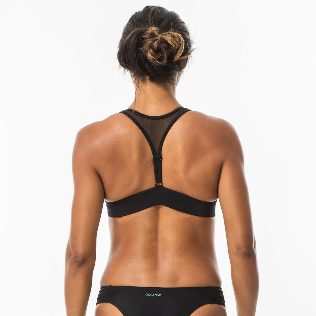 Sieviešu peldkostīma augšdaļa ar regulējamu muguras daļu “Isa”, melna