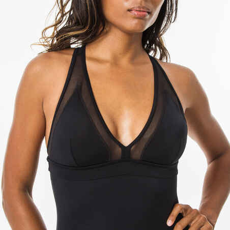 1-PIECE SURF SWIMSUIT WOMEN BACK X ISA BLACK